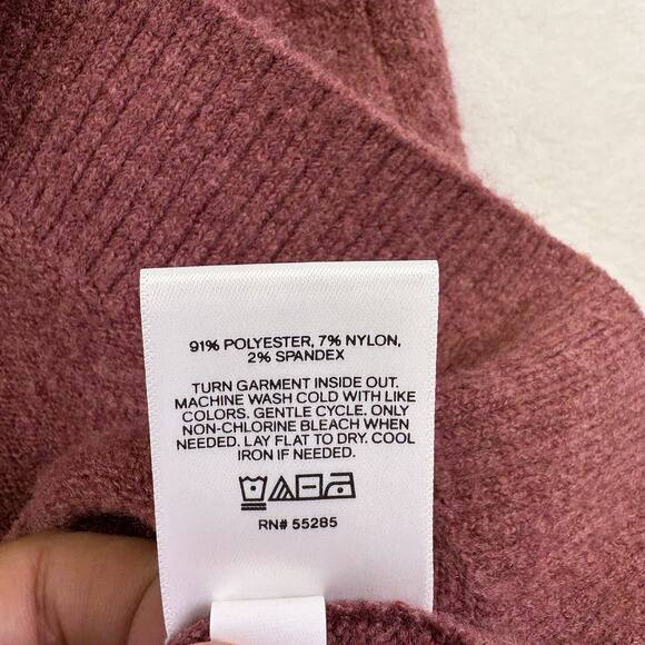 Express Ribbed Off The Shoulder Overlay Oversized Tunic Sweater Wine Red Size XL - Picture 6 of 8